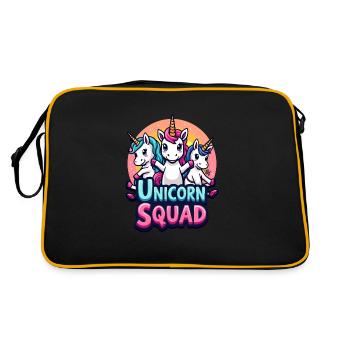 Buntes Einhorn Squad Fantasy Art Fun für Kinder - Retro Tasche - Schwarz/Gold - Hinten