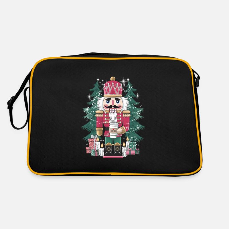 Festlicher Nussknacker mit Kaffee für einen - Retro Tasche - Schwarz/Gold
