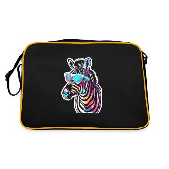 Lustiges Zebra mit Sonnenbrille für einen Zebra - Retro Tasche - Schwarz/Gold - Hinten