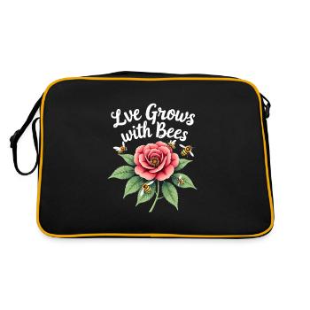 Bee-friendly gardener, pollinator, garden and - Retro Bag - black/gold - Back