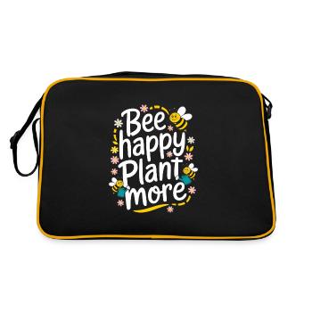 Bee-friendly gardener, pollinator, garden and - Retro Bag - black/gold - Back
