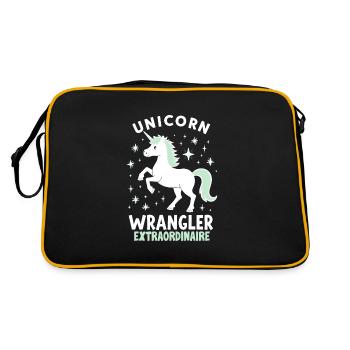 Licorne, éleveur, drôle, créature magique et - Sac Retro - noir/or - Dos