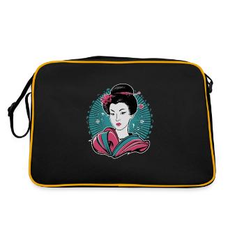 Japan Tradition Japanisch Kultur Frau - Retro Tasche - Schwarz/Gold - Hinten