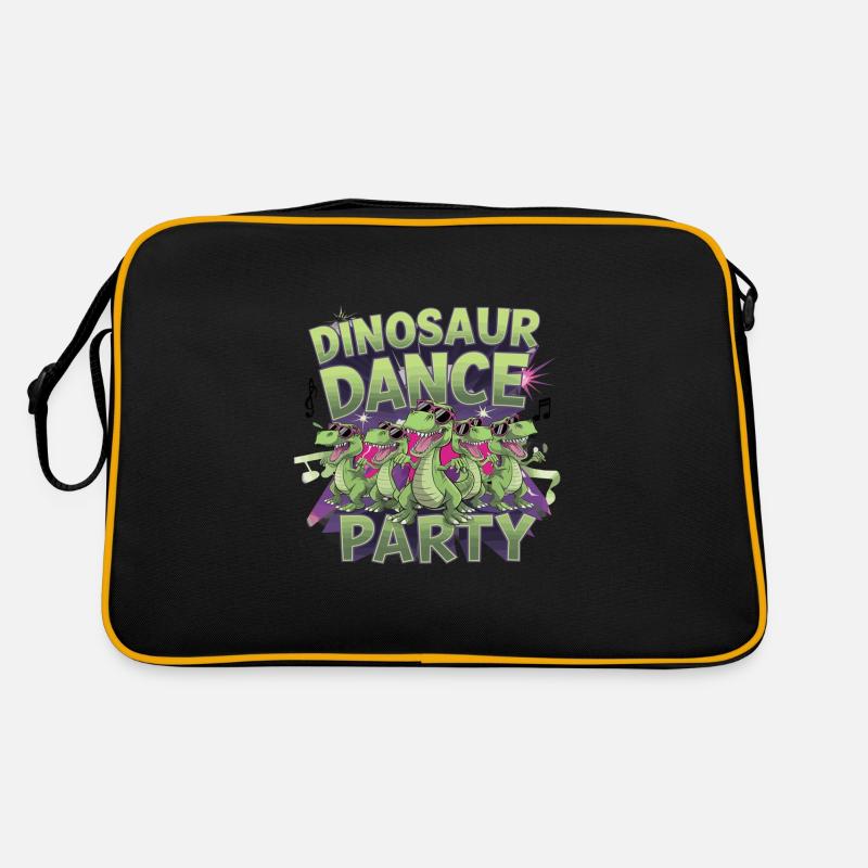 Dinosaur Dance Party Tänzer Tänzerin - Retro Tasche - Schwarz/Gold