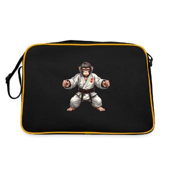 Karate Judo Affe Schimpanse Kampfsport - Retro Tasche - Schwarz/Gold - Hinten