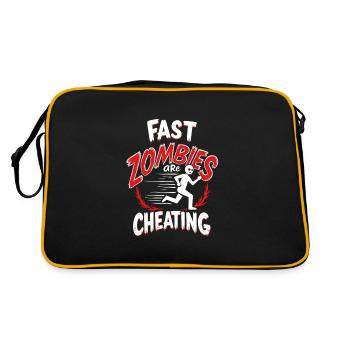 Zombie Apocalypse Humor Lustige Untote Zitate - Retro Tasche - Schwarz/Gold - Hinten