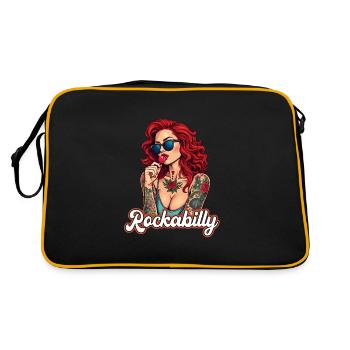 Cool Rockabilly Frau im Syle der 50er - Retro Tasche - Schwarz/Gold - Hinten