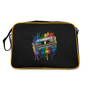 80s Retro Cassette Splash Classic Cassette Tape - Retro Tasche - Schwarz/Gold - Hinten