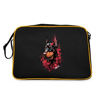Dobermann Leidenschaft für Hundeliebhaber und - Retro Tasche - Schwarz/Gold - Hinten