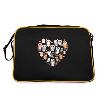 Hibou mignon avec coeur pour les amateurs de hiboux - Sac Retro - noir/or - Dos