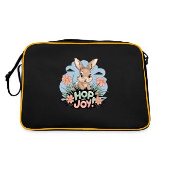 Hop Joy Bunny Easter Cute Spaß für Alle - Retro Tasche - Schwarz/Gold - Hinten