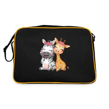 Cute Zebra and Giraffe for Kids - Retro Bag - black/gold - Back