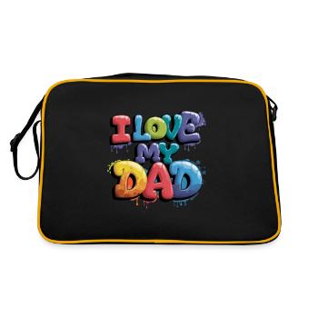 Ich Liebe Meinen Papa Buntes Verspieltes Design - Retro Tasche - Schwarz/Gold - Hinten
