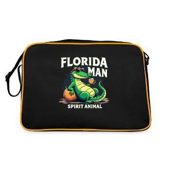 Alligator Krokodil Reptil Enthusiast Sumpf - Retro Tasche - Schwarz/Gold - Hinten