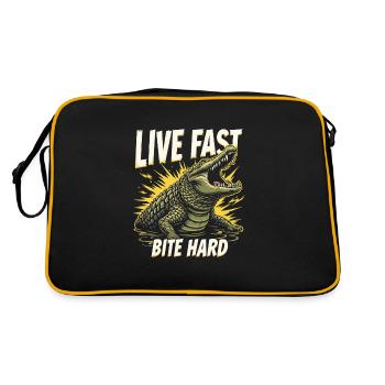 Alligator Krokodil Reptil Enthusiast Sumpf - Retro Tasche - Schwarz/Gold - Hinten