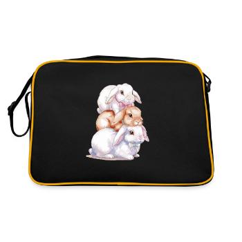 Cute Rabbit Stack for Rabbit Lovers - Retro Bag - black/gold - Back