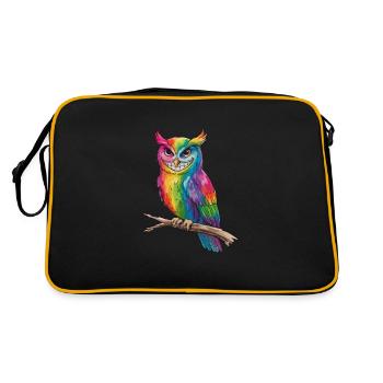 Bunte LGBTQ Eule Mit Stolz - Retro Tasche - Schwarz/Gold - Hinten