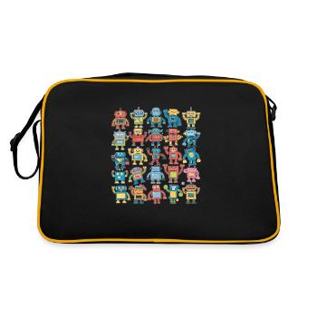 Robots colorés pour les enfants - Illustrations amusantes - Sac Retro - noir/or - Dos