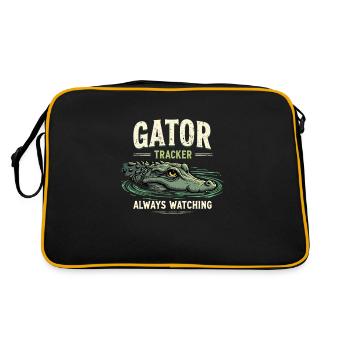 Alligator Krokodil Reptil Enthusiast Sumpf - Retro Tasche - Schwarz/Gold - Hinten