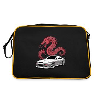 Auto-drift-rennen, Rennwagen-motorsport-drift - Retro Tasche - Schwarz/Gold - Hinten