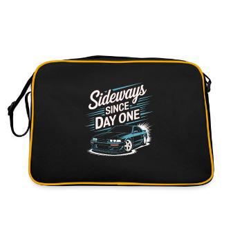 Auto-drift-rennen, Rennwagen-motorsport-drift - Retro Tasche - Schwarz/Gold - Hinten