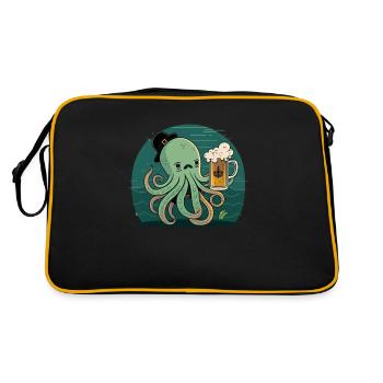 Drôle de poulpe marin avec de la bière - Sac Retro - noir/or - Dos
