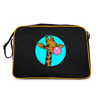 Funny giraffe with bubble gum - Retro Bag - black/gold - Back