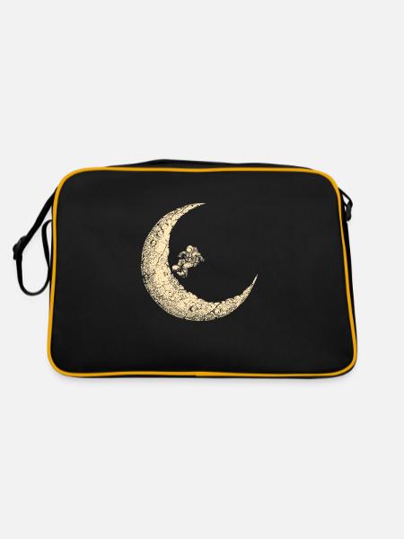 Skateur skateur astronaute lune - Sac Retro - noir/or