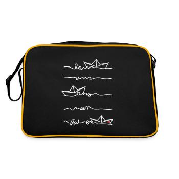 Papierschiff Meer Papierboot Papierschiffchen - Retro Tasche - Schwarz/Gold - Hinten