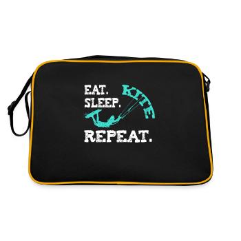 Kiteboarding Kite Kiten Design Eat Sleep Kite Kite - Sac Retro - noir/or - Dos
