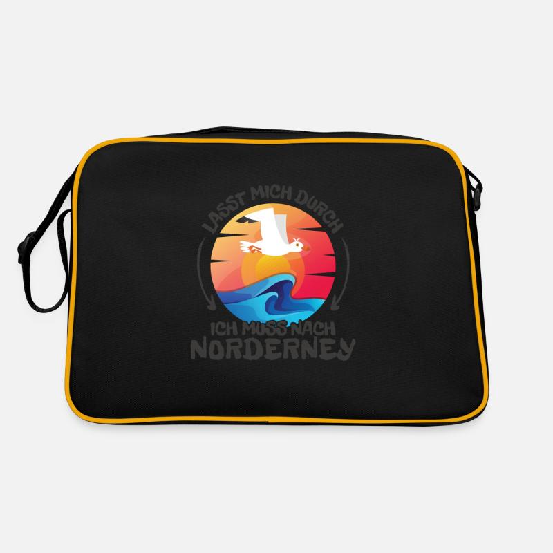Lasst mich durch nach Norderney Möwe Sonne Strand Retro Tasche