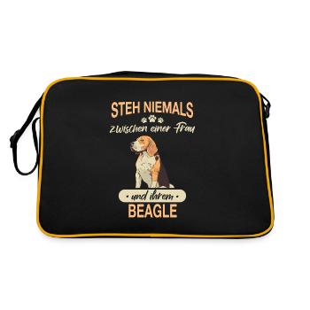 Beagle Hund Hundehalter - Retro Tasche - Schwarz/Gold - Hinten
