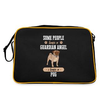 Mops Möpse Hund - Retro Tasche - Schwarz/Gold - Hinten
