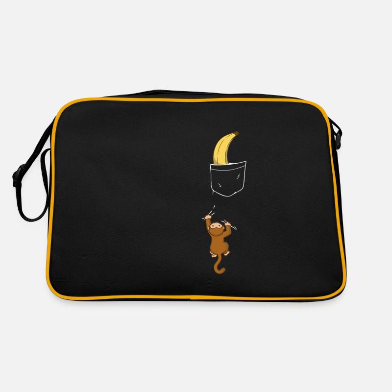 Affe Affen Tier Gorilla Schimpanse - Retro Tasche - Schwarz/Gold