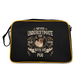 Mops Möpse Hund - Retro Tasche - Schwarz/Gold - Hinten