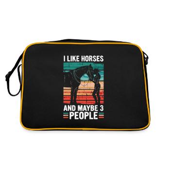 Pferd Pferde Reiten Pferdereiten Sprungreiten - Retro Tasche - Schwarz/Gold - Hinten