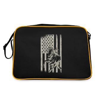 Pferd Pferde Reiten Pferdereiten Sprungreiten - Retro Tasche - Schwarz/Gold - Hinten