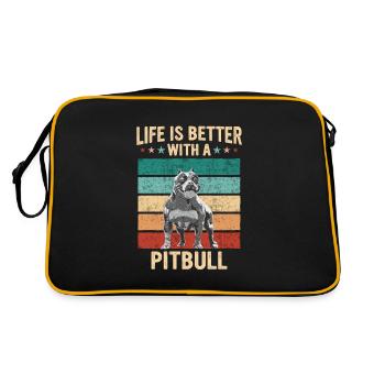 Chien Pitbull - Sac Retro - noir/or - Dos