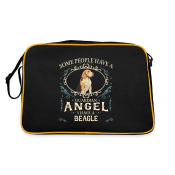 Beagle Hund - Retro Tasche - Schwarz/Gold - Hinten