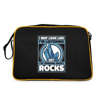 Geologie Geologe Felsen Stein Geo Mineral - Retro Tasche - Schwarz/Gold - Hinten