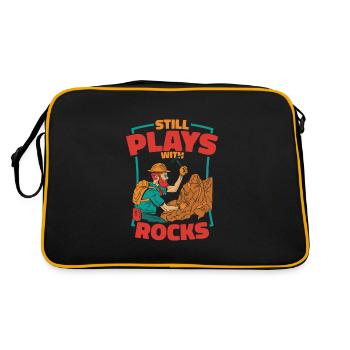 Geologie Geologe Felsen Stein Geo Mineral - Retro Tasche - Schwarz/Gold - Hinten
