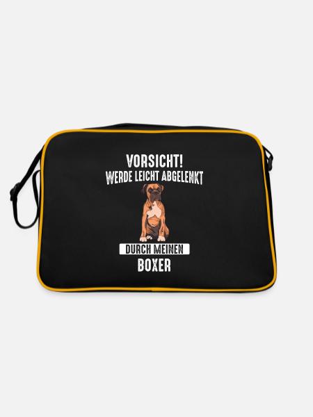 Deutscher Boxer Hund - Retro Tasche - Schwarz/Gold