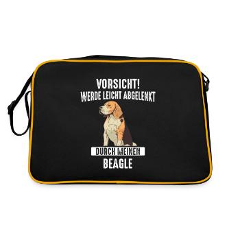Beagle Hund - Retro Tasche - Schwarz/Gold - Hinten