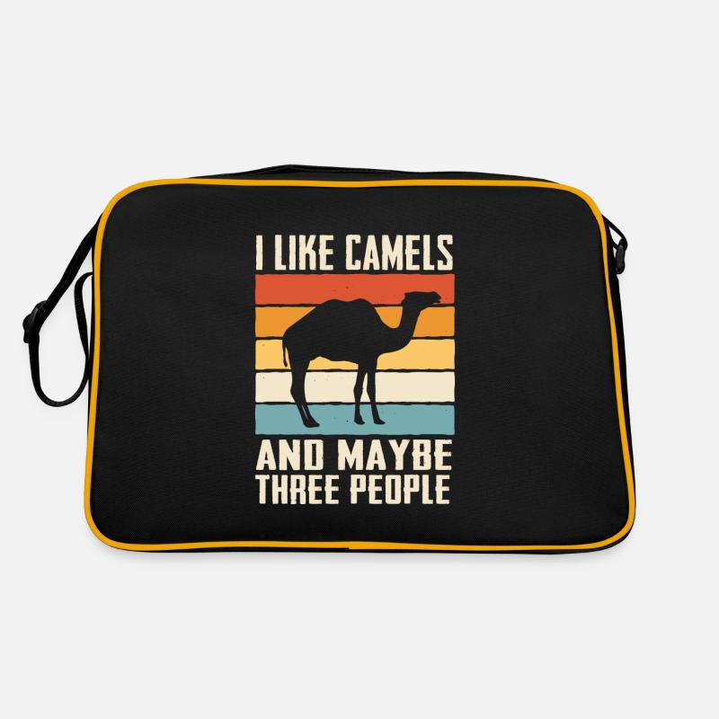 Kamel Wüste Kamele Ägypten - Retro Tasche - Schwarz/Gold