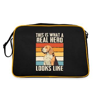 Beagle Hund - Retro Tasche - Schwarz/Gold - Hinten