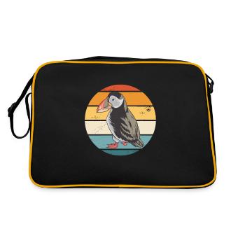 Papageientaucher Seevögel Puffin - Retro Tasche - Schwarz/Gold - Hinten