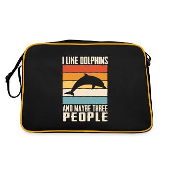 Delfin Meeresfische Delfine Fisch Tier - Retro Tasche - Schwarz/Gold - Hinten
