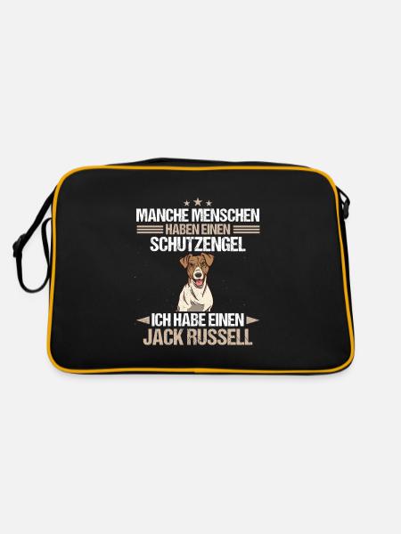 Jack Russell Terrier Hund - Retro Tasche - Schwarz/Gold