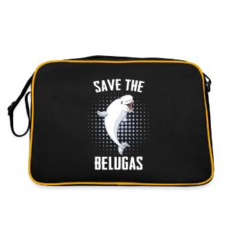 Beluga Whale Ocean Belugas Whales - Retro Bag - black/gold - Back