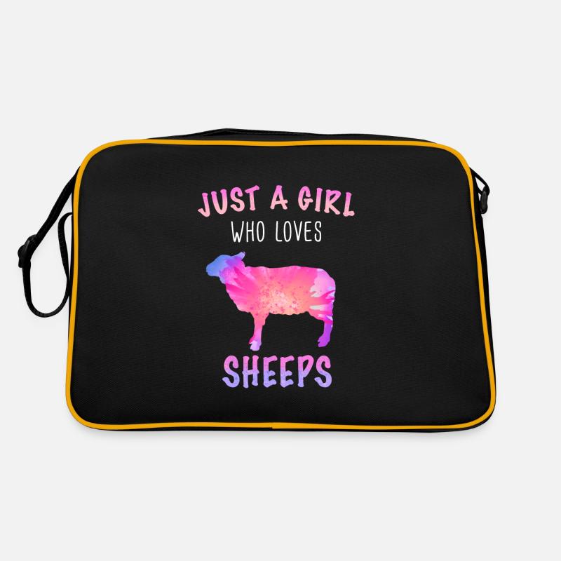 Schaf Schafe Bauer Lamm Landwirt - Retro Tasche - Schwarz/Gold